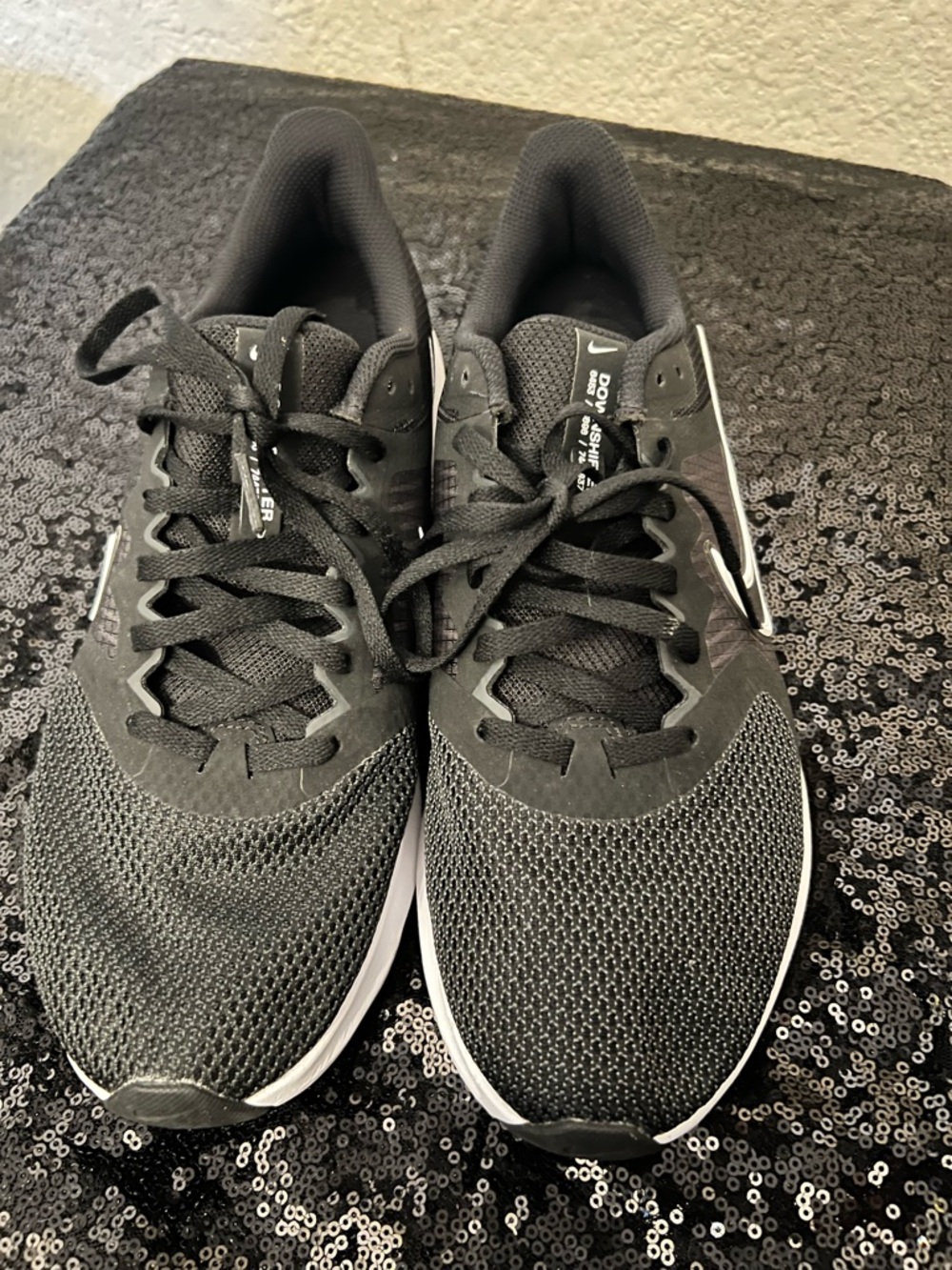 Nike Down Shifter Black & White Athletic Tennis Shoes - Picture 3 of 7